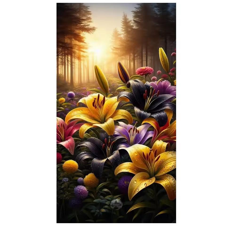 

Алмазная живопись своими руками, большой размер, гигантские цветущие красочные цветы, лилии, алмазная вышивка, полная выкладка квадратными/круглыми стразами, 5D вышивка крестом Full Round 20x40CM