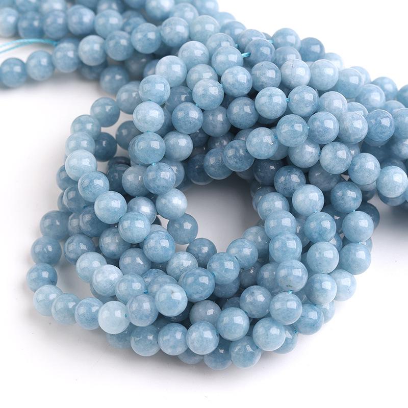 Aquamarine Dark Blue Round Beads - Handmade Semi-Finished Materials for DIY Jewelry Accessories