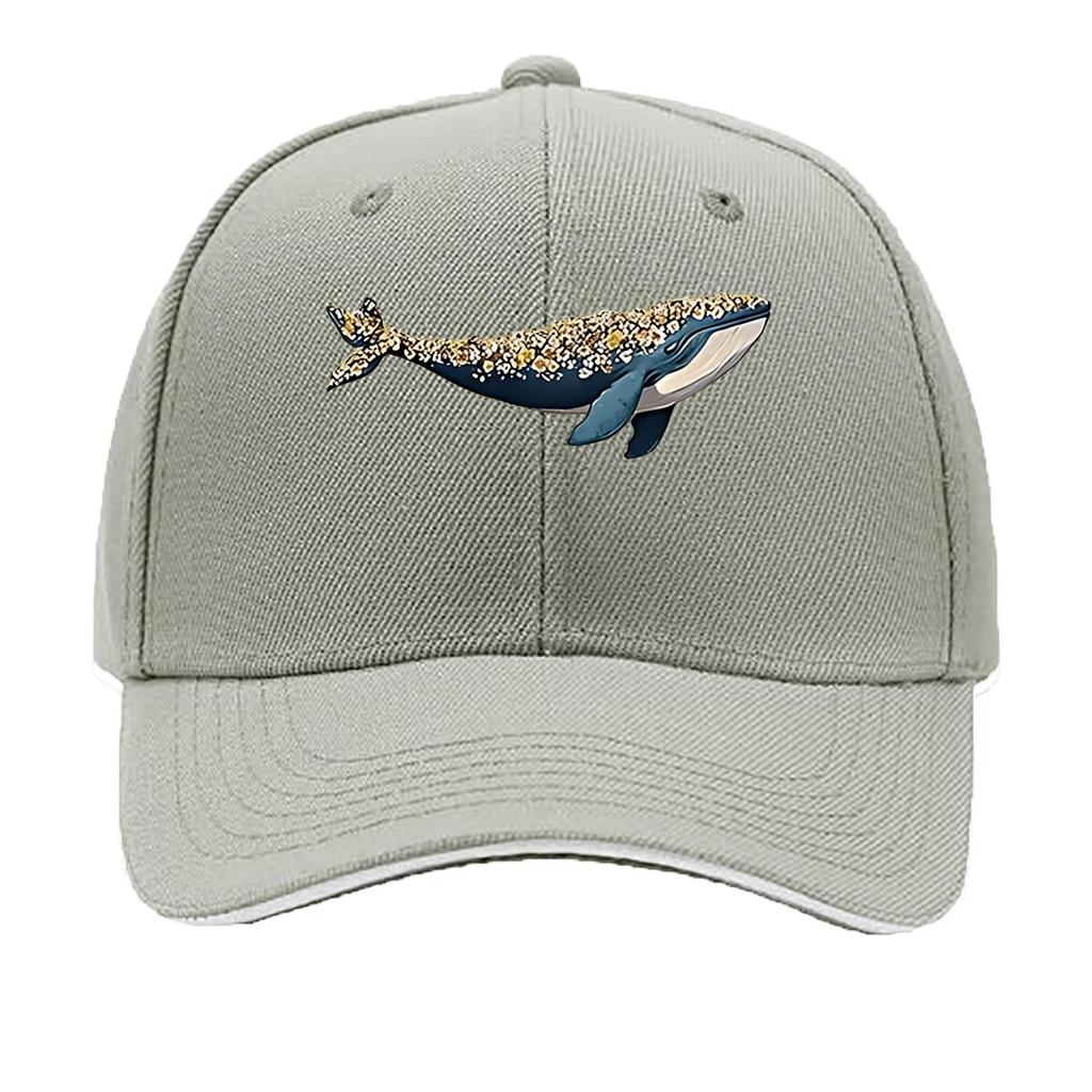 Casual Outdoor Baseball Cap for Unisex with a Fun Floral Whale Print Adjustable And Sporty Sandwich Baseball Cap