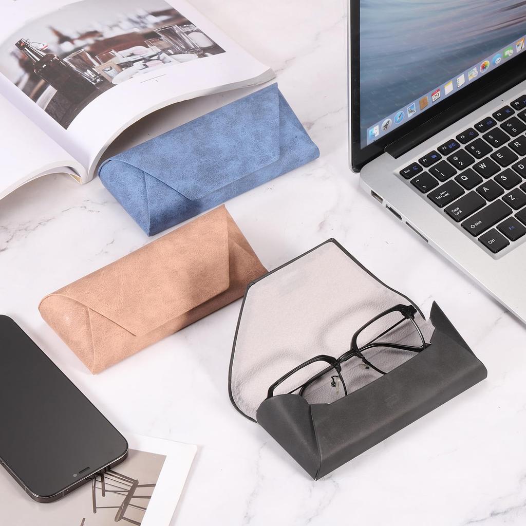 uxcell Eyeglass x PU Leather Hard Shell Portable Sunglasses Case for Men and Camel Brown 2-Pack Cases, 6.5" 2.6" Anti-Scratch Protector, Women,