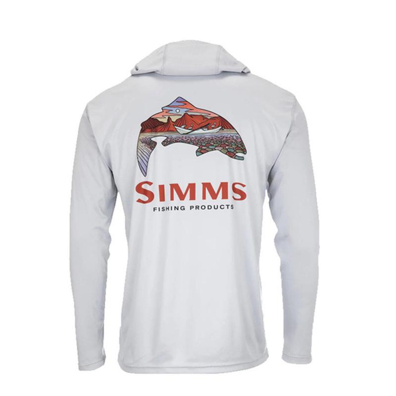 

Чоловіча літня сонцезахисна рибальська сорочка SIMMS з довгим рукавом, капюшоном та ефектом льодяної шовку XS