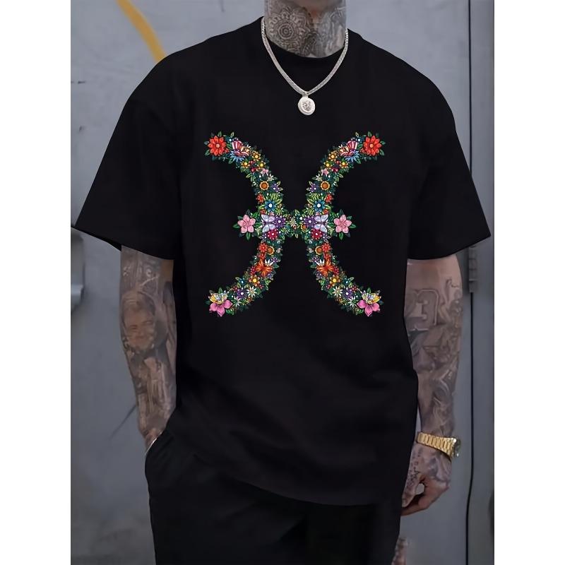 European sizes Men s Pisces Zodiac - Floral Astrological Birthday Gift Suitable for February March Birthdays, Pisces S чёрный