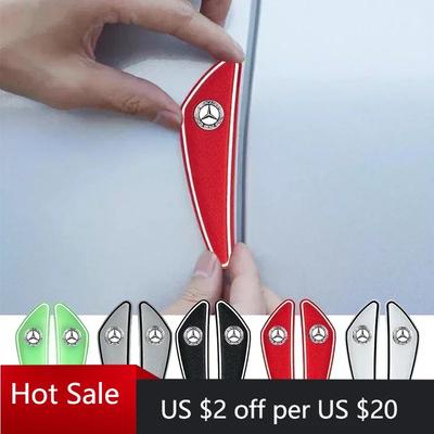 Hot W204 C200 For Benz AMG 4pcs Car Logo Bumper Anti-Collision Strip For Mercedes Benz C180 C200 C260 C300 W108 W124 W126 W140 W