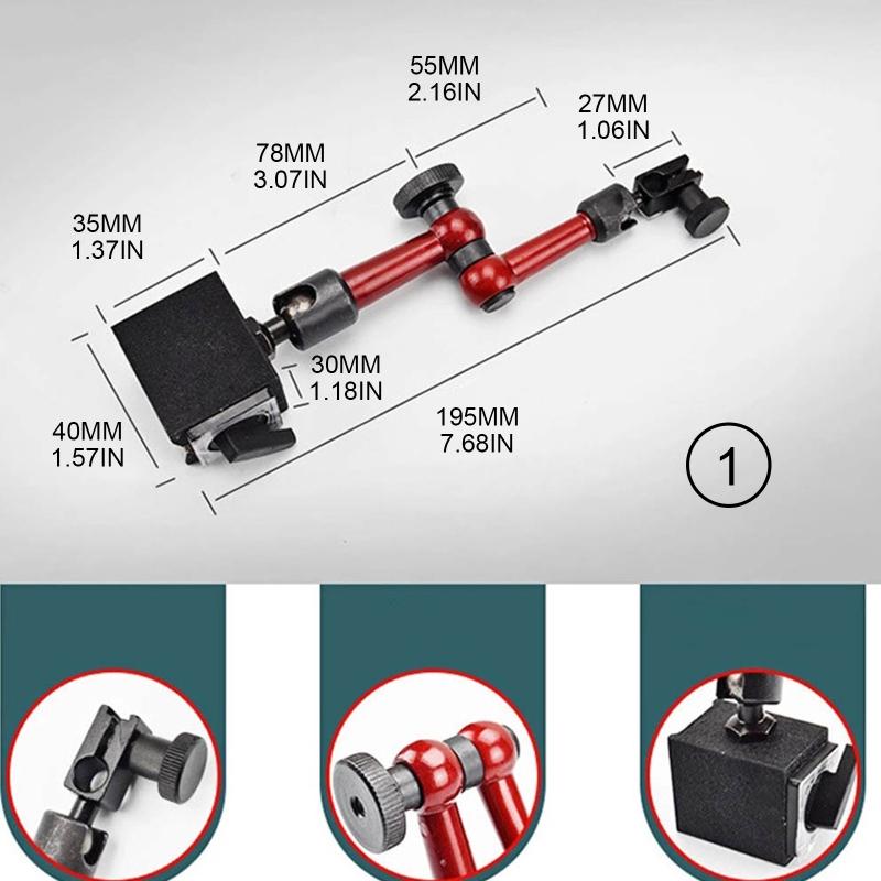 Reliable Adjustable Magnetic Base Holder for Digital Dial Indicator Use for Metalwork Pieces and Maintain Fine Stable