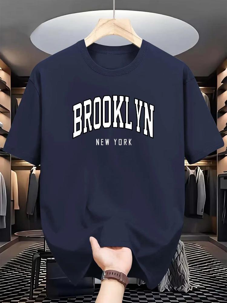 

Men s Summer 100% Cotton Fashionable Casual Loose Brooklyn New York Printed Sports Round Neck Short Sleeved T-shirt Top 5XL різнокольоровий