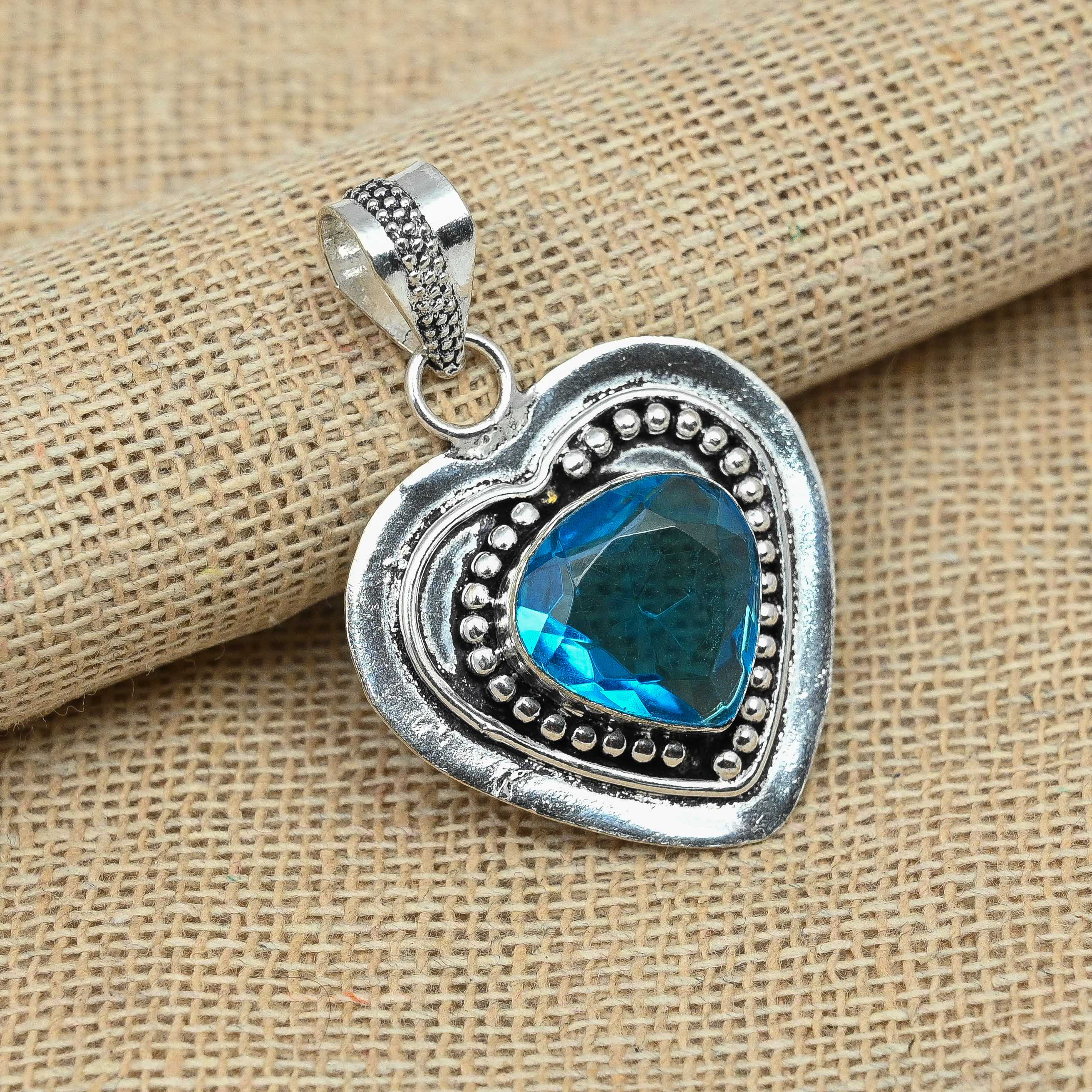 

Очаровательный голубой топаз, драгоценный камень, стерлинговое серебро 925 пробы, ювелирные изделия, подвеска ручной работы 1.77 Inches синий