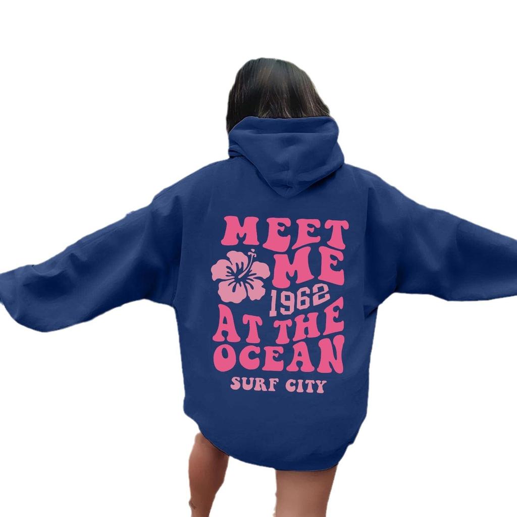 Letter Print Drop Shoulder Hoodie, XS-5XL, Autumn Collection for Men and Women
