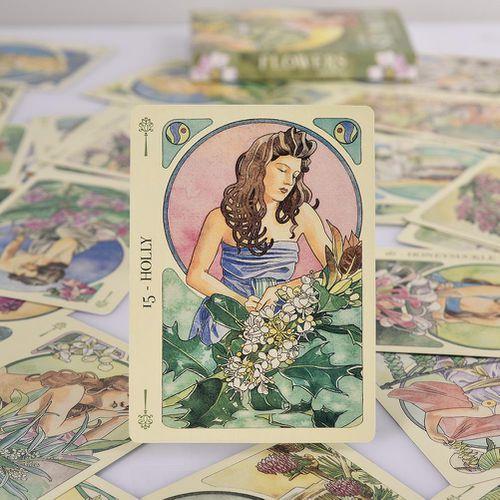 Tarot Kartları Dayanıklı Canlı Tam İngilizce Sürüm Aile Partisi Oyun Kartları Çiçekler için Hediyeler Oracle