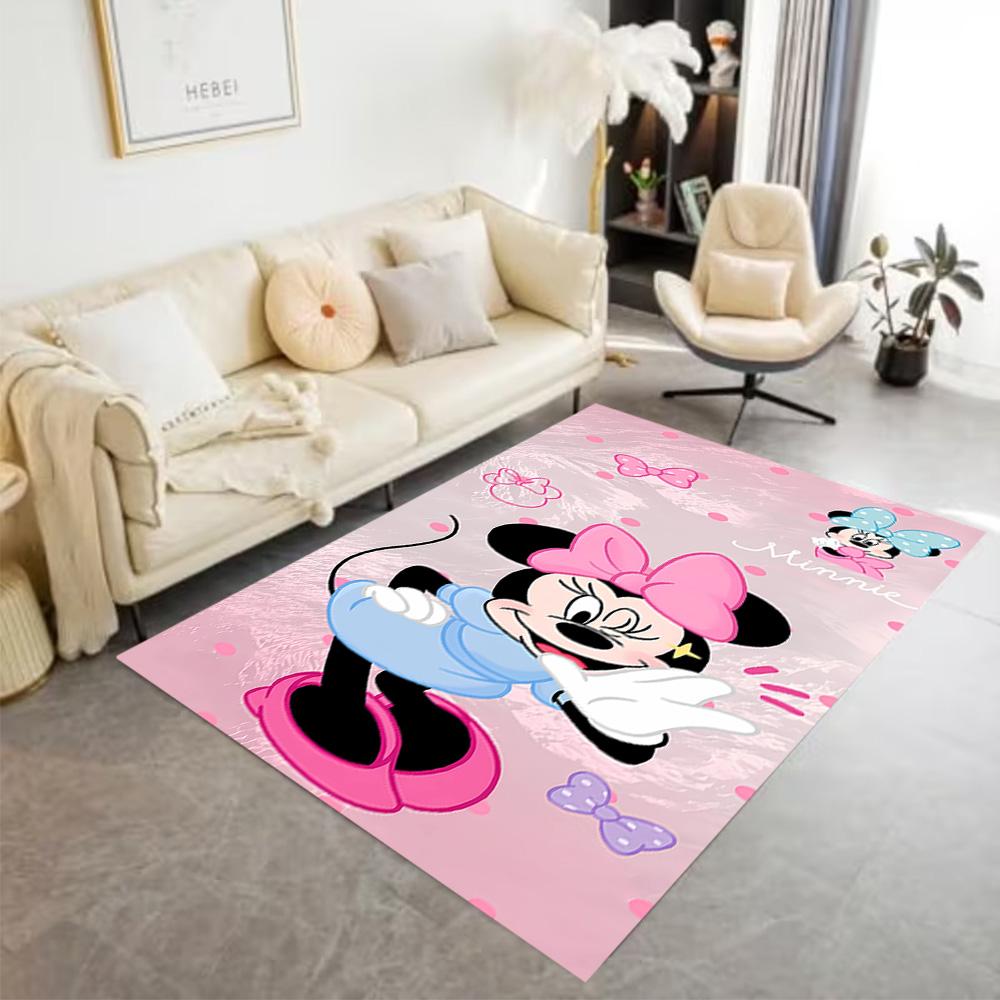 Minnie Mouse Floral Fantasy Area Rug Suitable for Dormitory Playrooms Dining Room Kitchen Antislip Carpet Office home decor Gift for Festivals