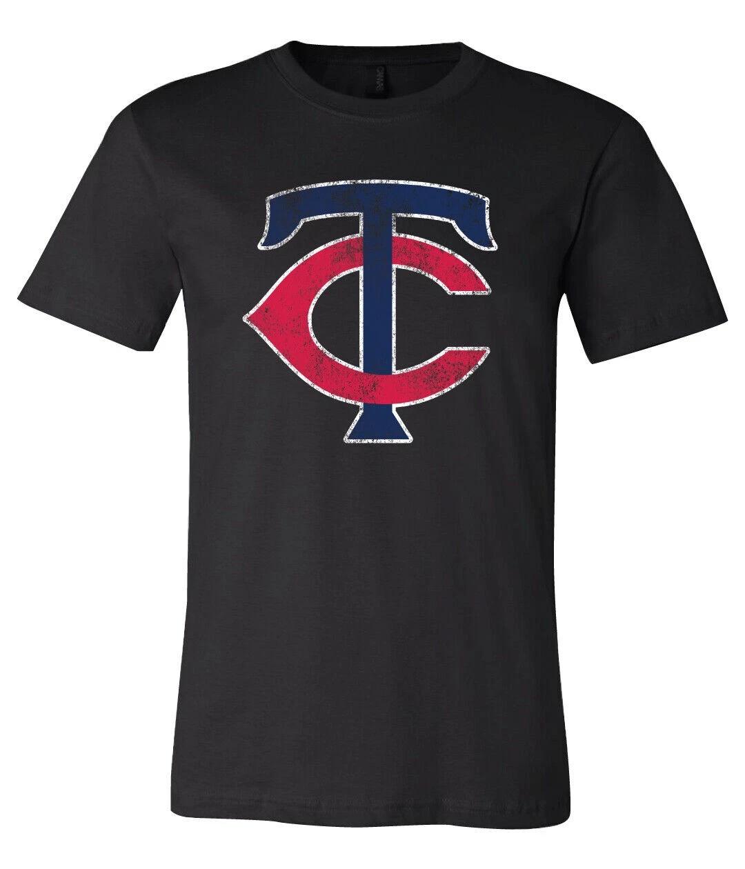 Minnesota Twins TC Logo Distressed Vintage logo T-Shirt 6 Sizes S-6XL!! L