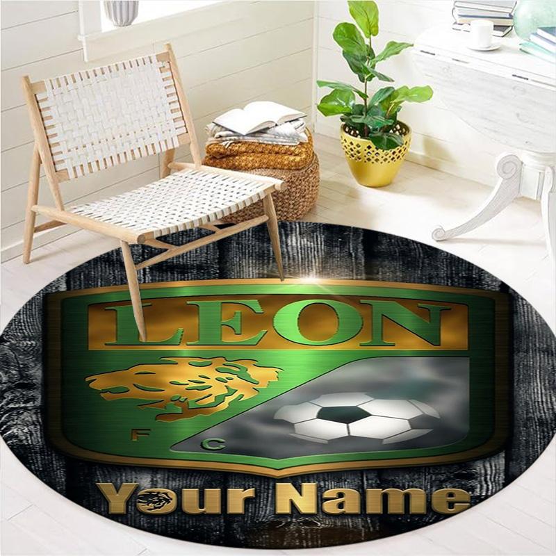 Leon Fc Crest Custom Name Round Area Rug Carpet Rug For Living Room Bedroom Sofa Playroom Decor Nonslip Floor Mat