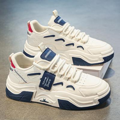 Autumn Men's Shoes Breathable White Shoes Men's Trendy Versatile Thick-soled Sneakers Casual Board Shoes Dad's Trendy Shoes