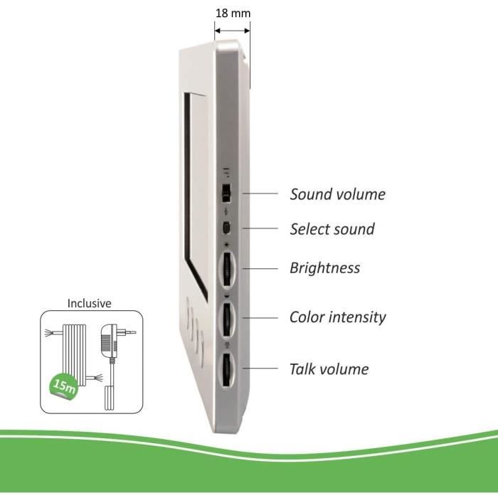 Interphone De Porte Vidéo 4 Familles ELRO DV477W4 - 7 Pouces - 16 Sonneries - Gris