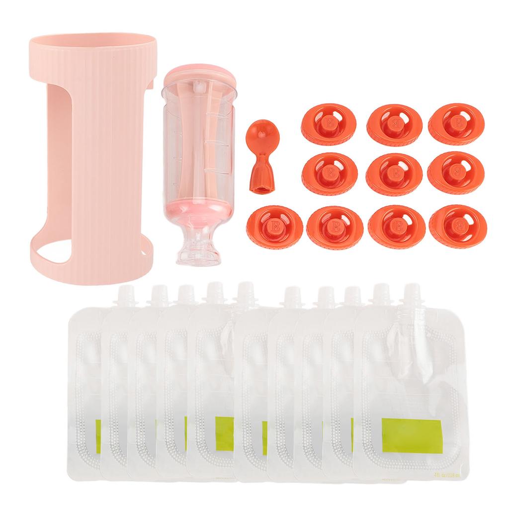 Squeeze Station for Homemade Baby Food Plastic Fruit Puree Baby Food Pouch Filling Maker with 10pcs