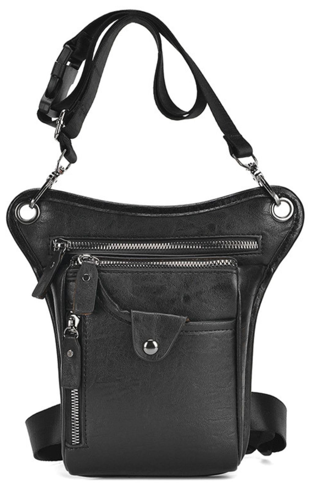 

Мотоциклетная набедренная кобура на ногу, наплечная сумка из ПУ, кошелек, сумка, сумка, для улицы, кожа, водоотталкивающая (черный)