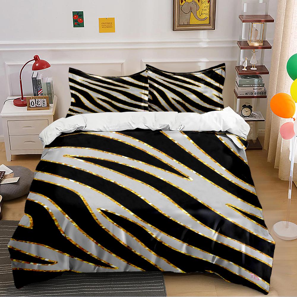 Zebra Stripe Pattern Bedding Set Bedding Set (1 Duvet Cover, 2 Pillowcases, Duvet Not Included)