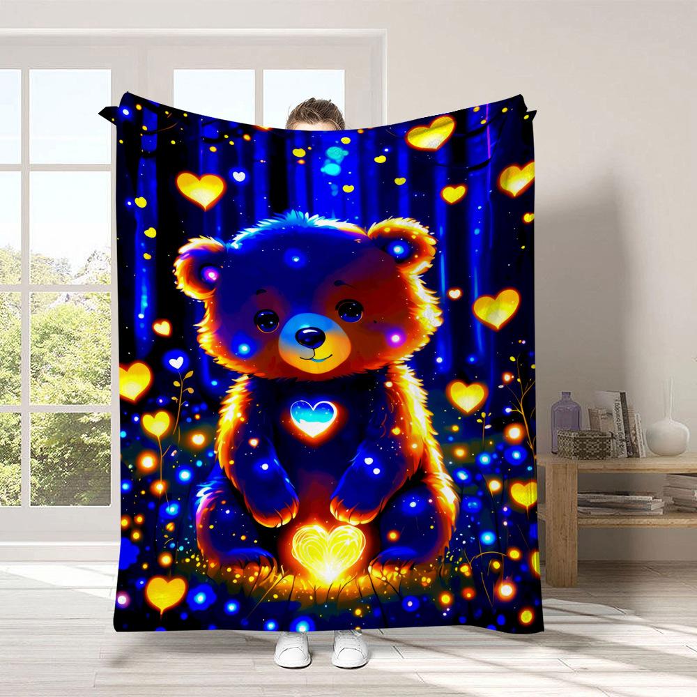 Flat/2D Digital Print Colorful Cute Dinosaur Themed Flannel Throw Blanket, Soft, Warm, and Comfortable