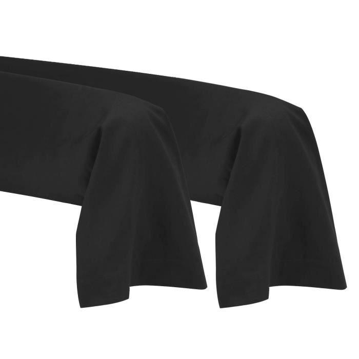 Bolster Covers - Set of 2 - Black - 45x180 Cm - 100% Cotton - 57 Threads/cm2 Weave