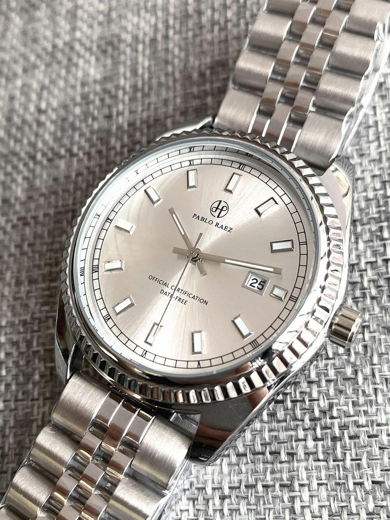 PABLO RAEZ Men's Quartz Business Casual Waterproof Steel Watch with Calendar