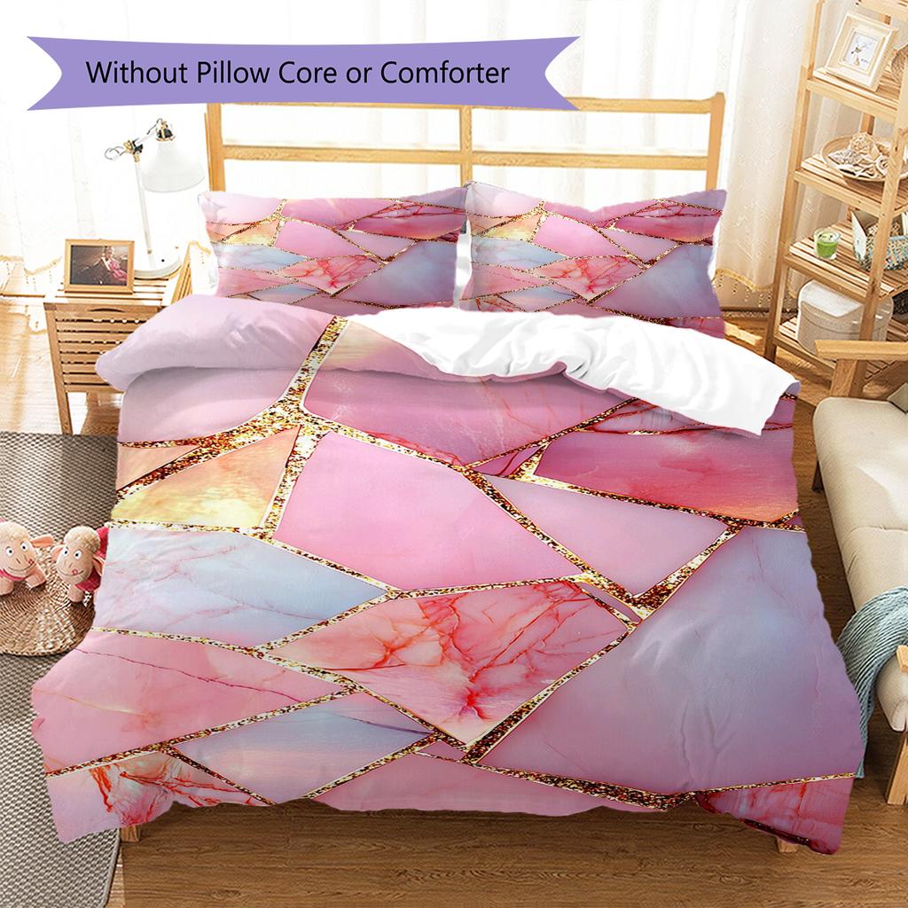Green Marble Pattern Bedding Quilt Set Quilt Cover Pillowcase Home Decoration Gift (1 * Duvet Cover + 2 * Pillowcase, Without Core)