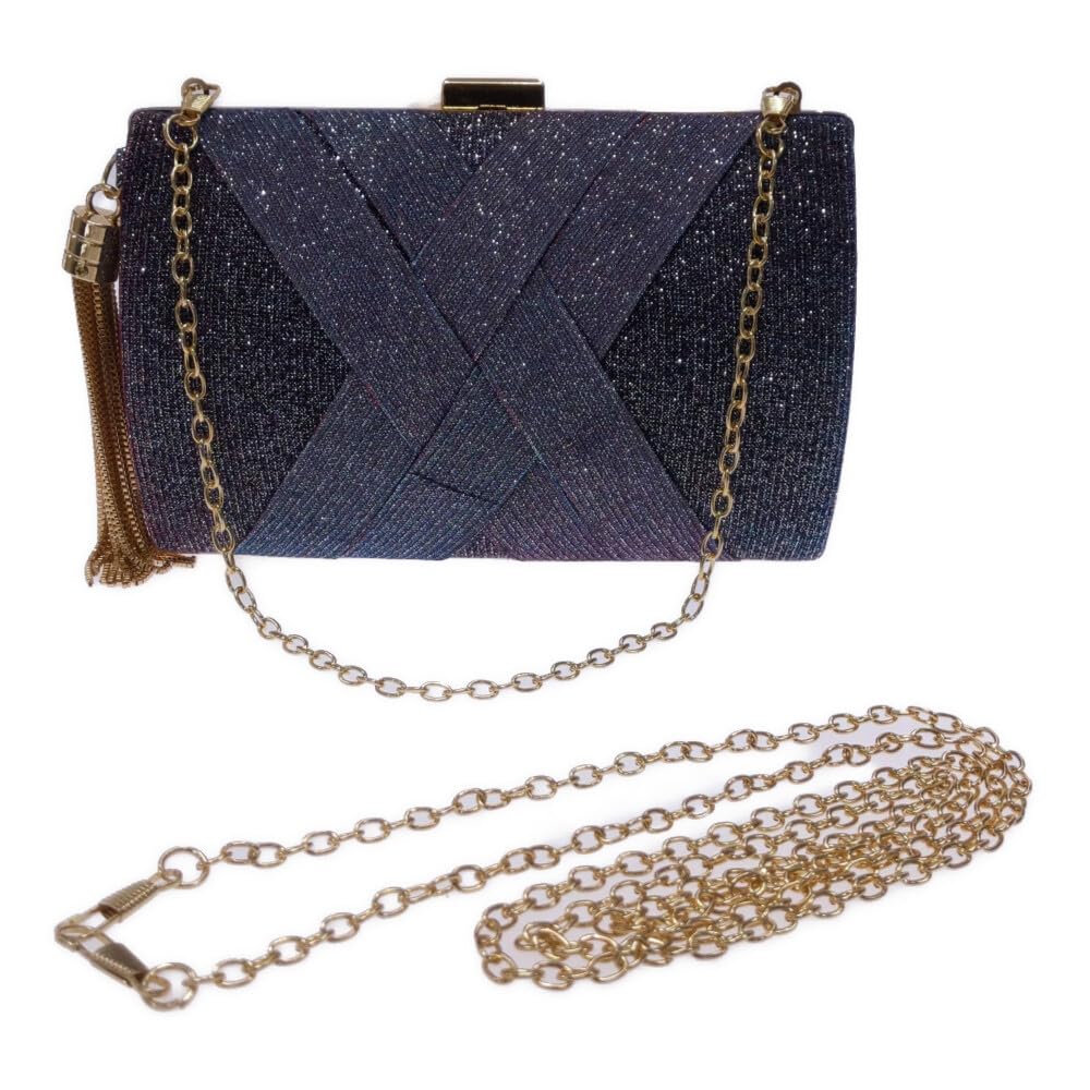 GRAXIA Cabaret Clutch Bag for Women, Party Bag, Wedding, Reception, Guest, Glitter, Shoulder Chain, Chain Handle, Gold