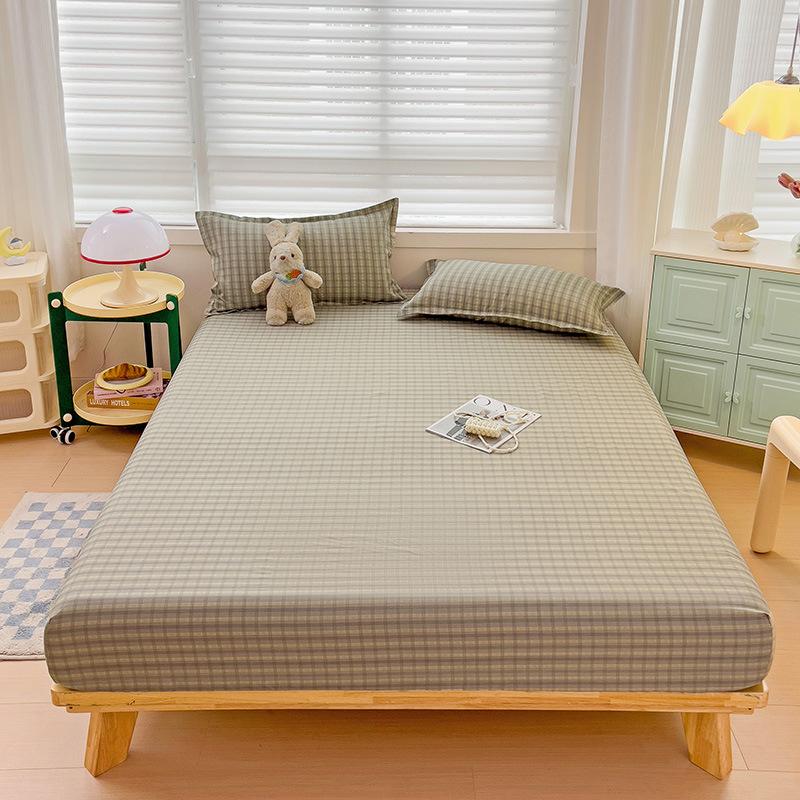 Four Seasons Skin-friendly Washed and Brushed Solid Color Pillowcase Protective Cover Double Fitted Sheet Taiwan Bed Bag