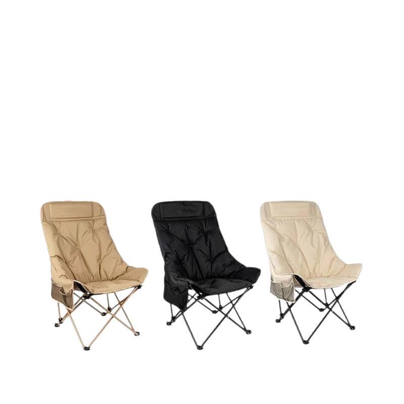Foldable Outdoor Chair with Cotton Padding - Reclining Moon Chair for Camping, Fishing, and Lunch Breaks