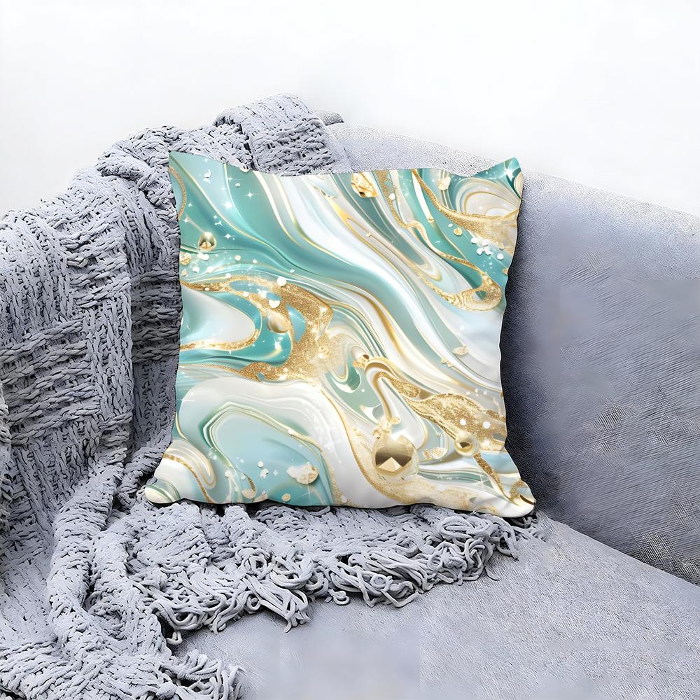 Elegant White Marble Pattern Cushion Cover Premium Comfort Reversible Pillow Cove Two In One Design for Any Room Car Interior