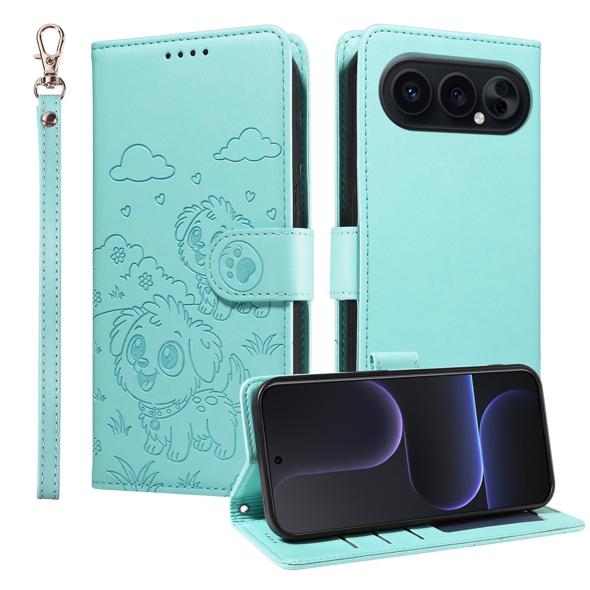 

For Honor 500 Pro 5G/Honor 500 5G Case RFID Blocking Imprinted Dog Pattern PU Leather Phone Cover with Wrist Strap