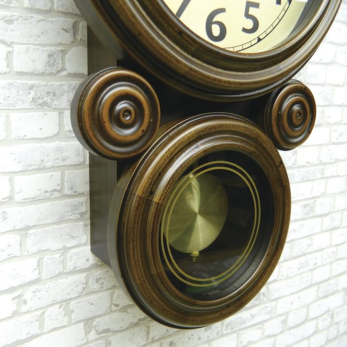 Santel Made In Japan Mini Daruma Pendulum Clock Antique Brown (Arabic Letters) QL676-A