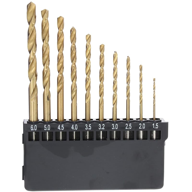 Takagi EARTH MAN Titanium Coated Metalworking Drill Bits, Hex Shank, 10-Piece Set