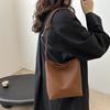 Chic Black Pu Bucket Bag For Women Stylish And Spacious Fall Fashion Handbag