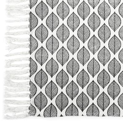 [A2287] - Baumwollteppich 'Boho' schwarz weiß - 80x50 cm