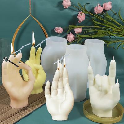 Siliconen Kaars Mallen Creatieve Gebaar Vinger Mal 3D Kaars Maken Aromatherapie Gips Wax Kaarsen Mal Handgemaakte Zeep Mallen