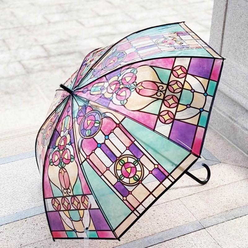Church Glass Umbrella Transparent Bubble Umbrella Clear Automatic Sunny Umbrella Wind Proof Wedding Decoration Umbrella