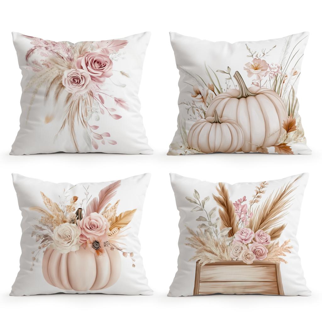Farmhouse Pumpkin Flower Pillowcase Printed Polyester 45x45cm Throw Pillowcover Decorative Sofa Cushion Pillowslip Home Decor