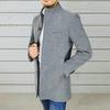 Herren Herbst Winter Mantel Stehkragen Mittellang Einreihig Taschen Langarm Einfarbig Slim Fit Mittellänge Dicke Herren Trenchcoat Jacke