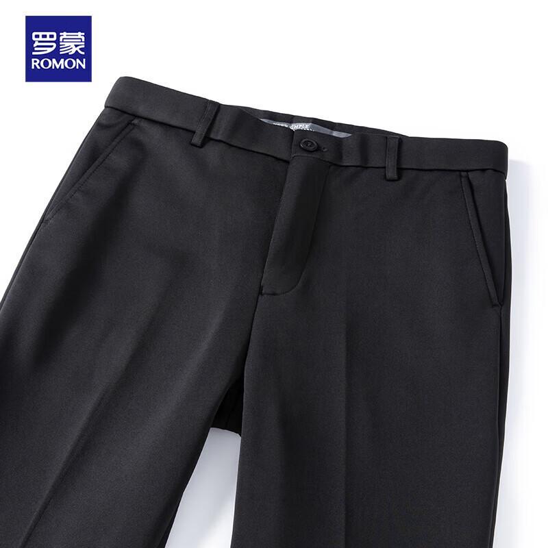 Romon Men's Fleece Lined Wrinkle-Free Stretch Straight-Leg Dress Pants