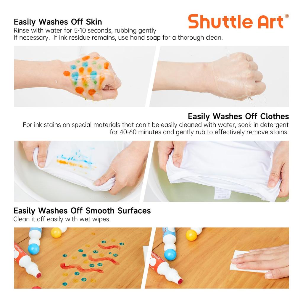 Shuttle Art Dot Marker Set of 10 For Kids Pens, Colors, 40ml, Water-Based, Washable,