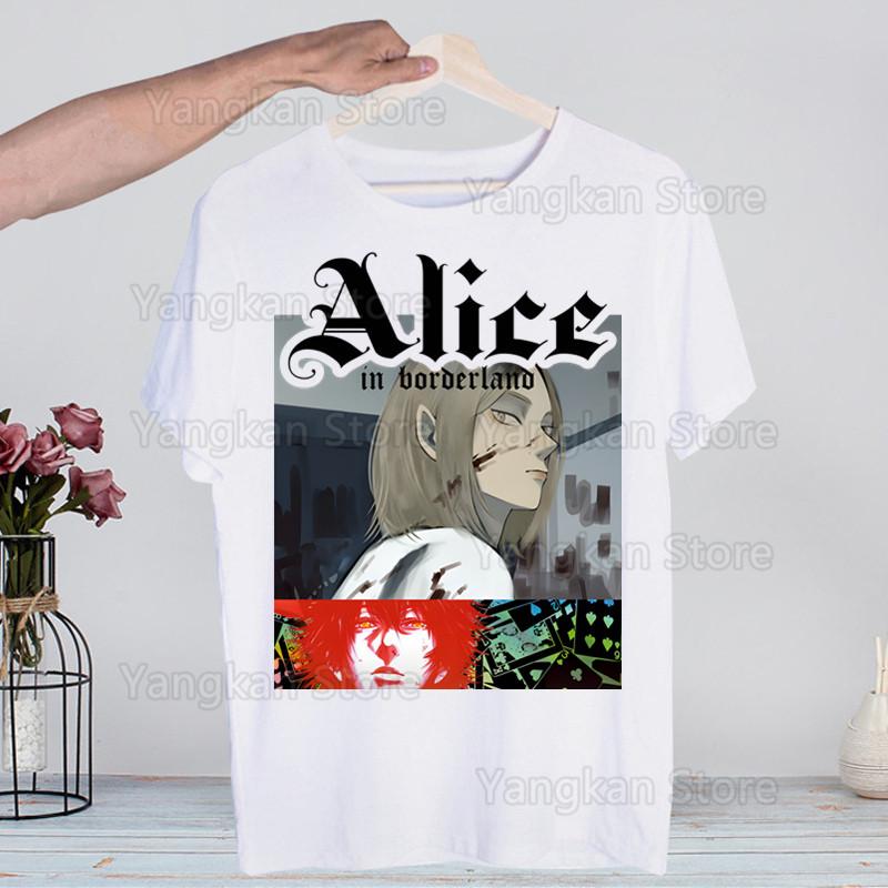 Alice In Borderland Usagi Arisu Kuina Chishiya Trička Módní Pánské a Dámské Topy Tričko Krátký Rukáv Unisex Tričko