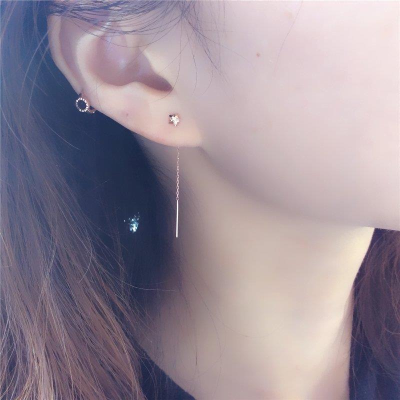 Exquisite Purple Gold-Plated Rose Gold Pentagram Earrings, Elegant Temperament, Personality, Versatile Fashion, Korean Version Of Colored Gold Earring