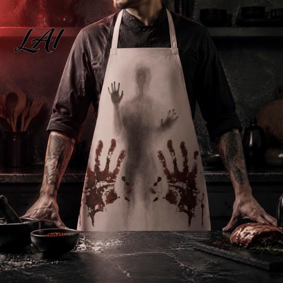 Spooky Kitchen Decor Halloween Butcher Apron with Realistic Blood Stain Washable Protective Work Apron Cosplay Devil Outfit Horror Costume Prop for