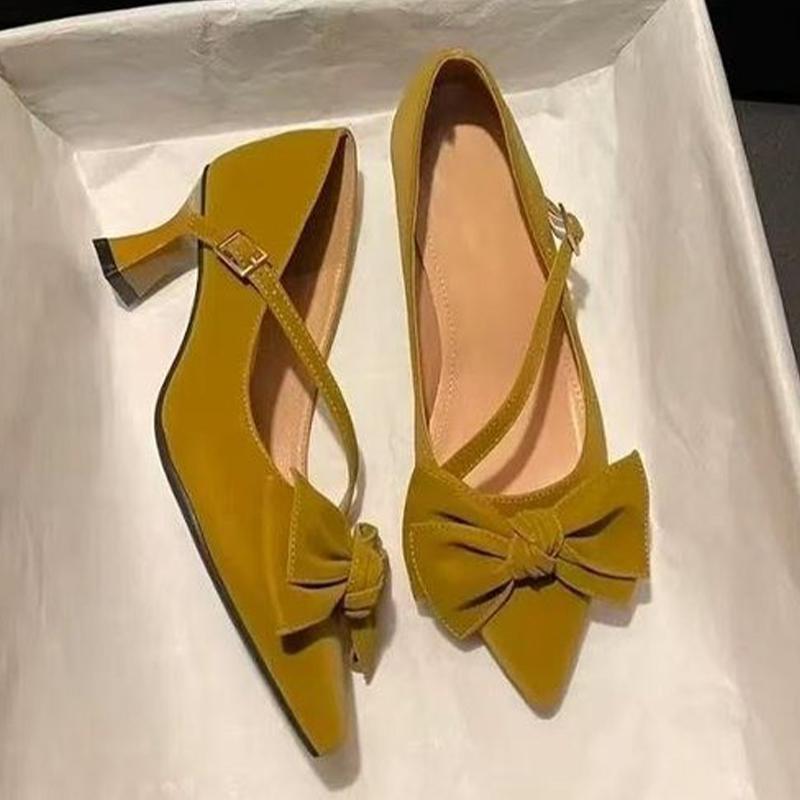Bow Women High Heels Shoes Elegant Pointed Toe Heeled Sandals Summer Fad Party Dress Shoes New Pumps Mujer De Sandalias