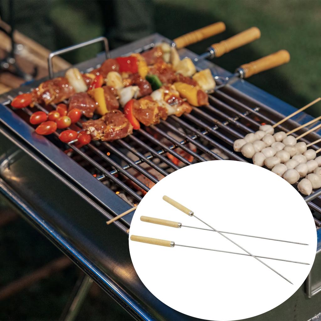 Reusable Stainless Steel BBQ Skewers Lightweight and Portable Grill Kabob Skewers Suitable for Camping  Team-Build