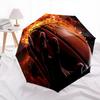 1 Stück Flammender Basketball Automatisches Öffnungs-/Schließschirm, Tragbares Dreifach faltbares Design mit Eisenrahmen, Perfekt für Fans, Reisende, den täglichen Gebrauch und Geschenke