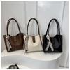 Simple Vintage Faux Leather Water Bucket Tote Bag Large Capacity Shoulder Handbag for Women