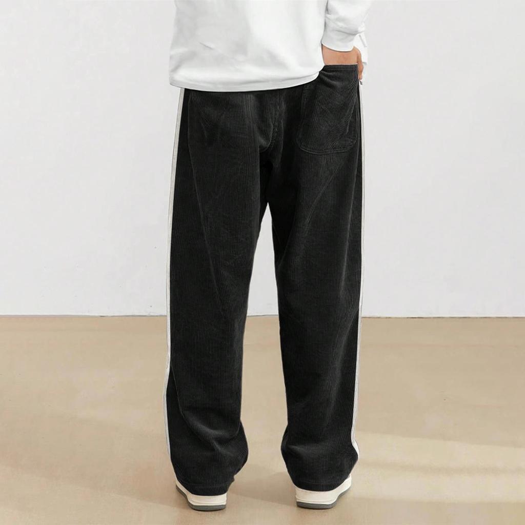 Men's Colorblock Striped Corduroy Trousers Men's Casual Fashion Trousers