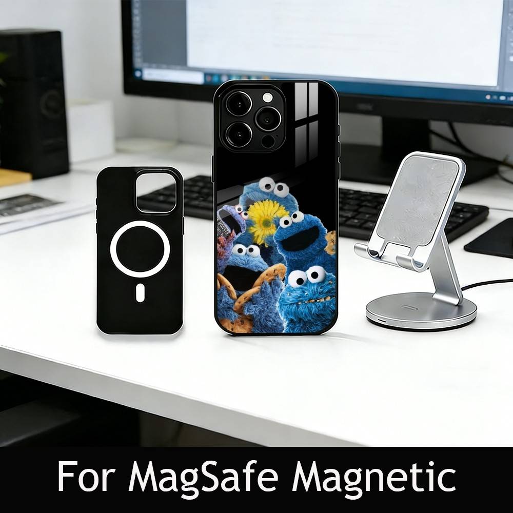 Cut Cartoon C-Cookies Monster Phone Case For iPhone17,16,15,14,13,12,11 Plus,Pro Magnetic with Magsafe Wireless Charging