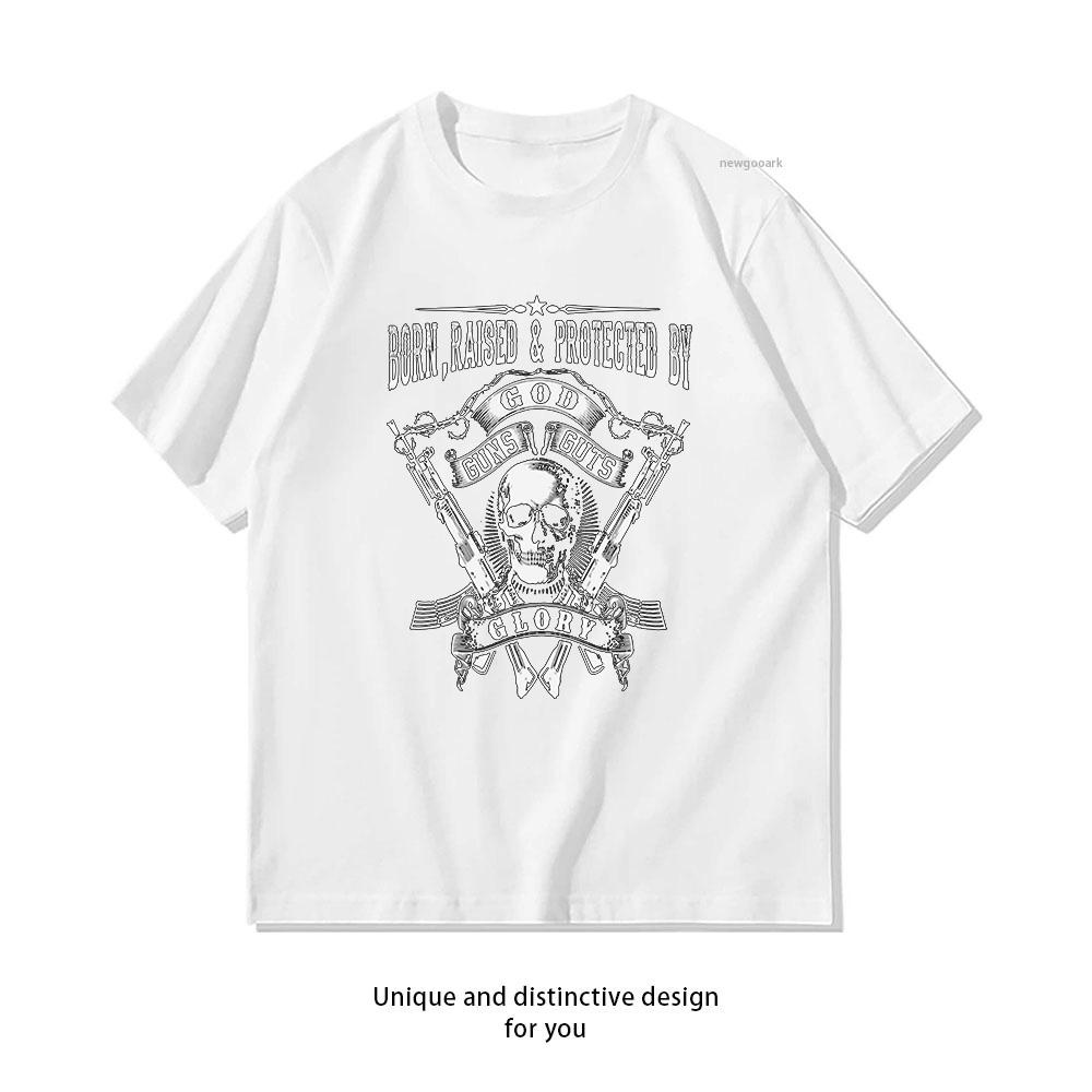 Born Raised and Protected by God Tshirt Woman Man Summer Cotton Graphic T Shirts Adult Streetwear Camisetas Tops Tee S