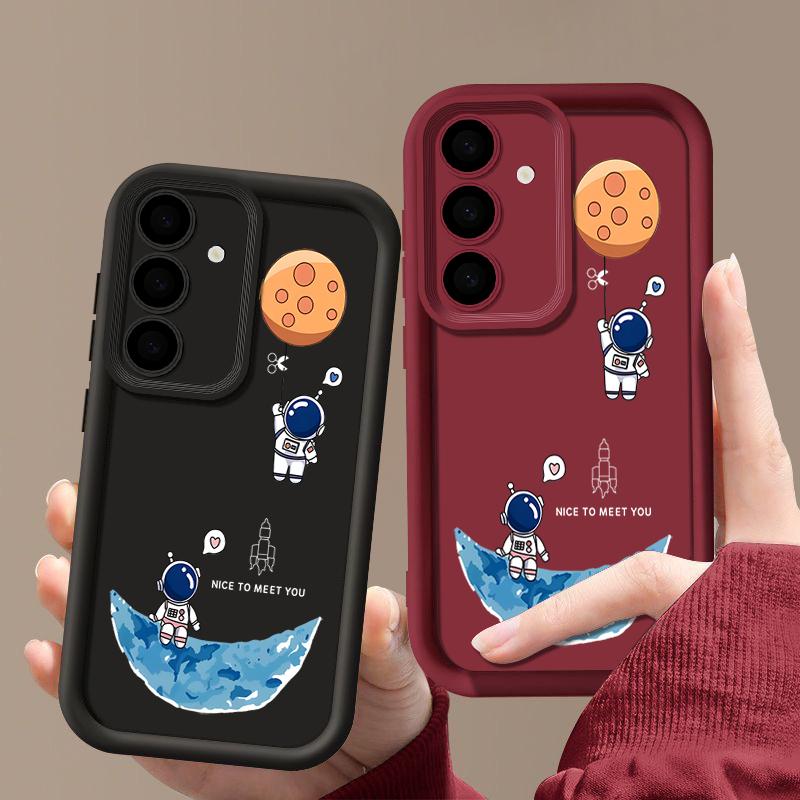 Spaceship Astronauts Soft Case For Samsung S25 Edge S24 S23 S22 Ultra Plus S24 FE A56 A26 A16 A14 A15 A35 A53 A54 5G Phone Cover